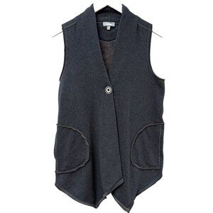 Neiman Marcus Vest Medium Charcoal Gray Fleece Sweatshirt Womens Artsy Jacket